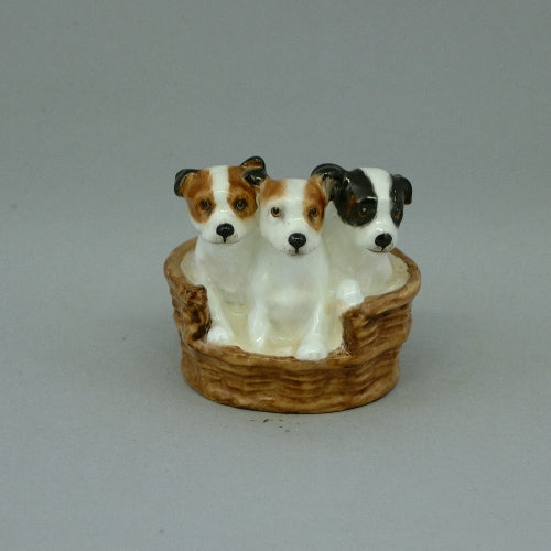 Terrier Puppies in a Basket HN2588