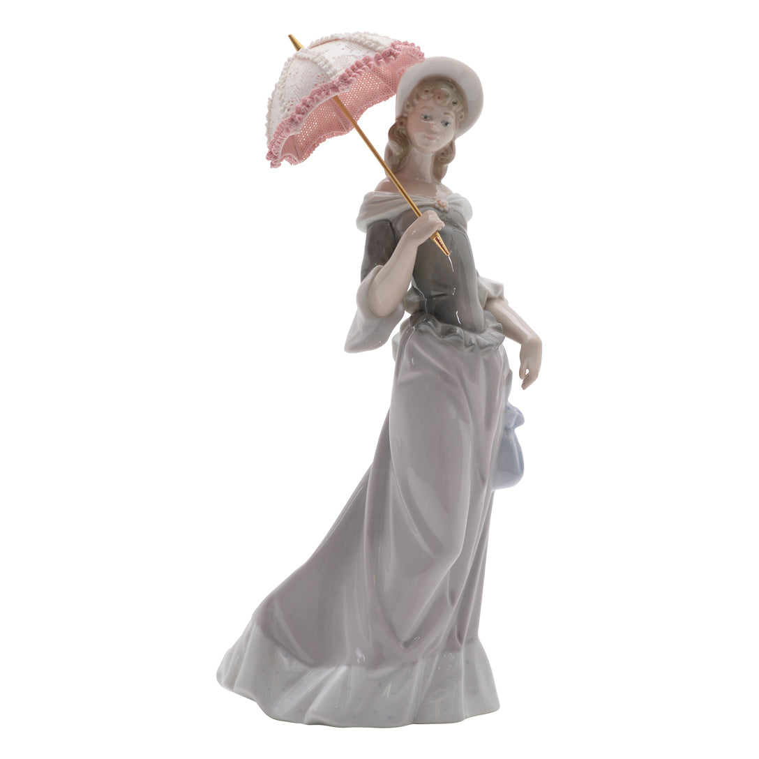 Lladro Figurine Lady With Umbrella