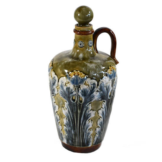 Lambeth, Stone Ware Thistles Flask