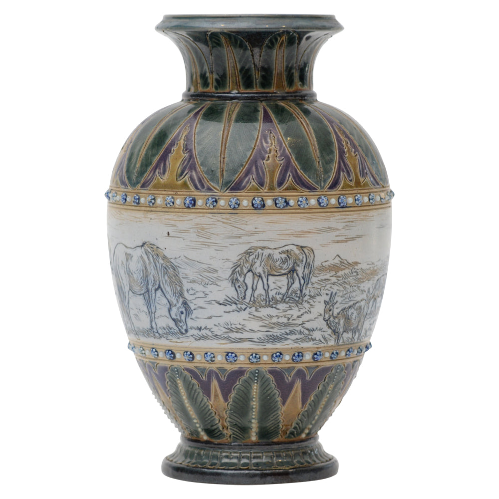 Lambeth Vase with Hourses and Goats vy Hannah Barlow