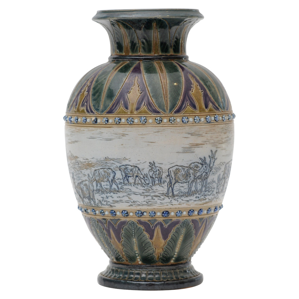 Lambeth Vase with Hourses and Goats vy Hannah Barlow