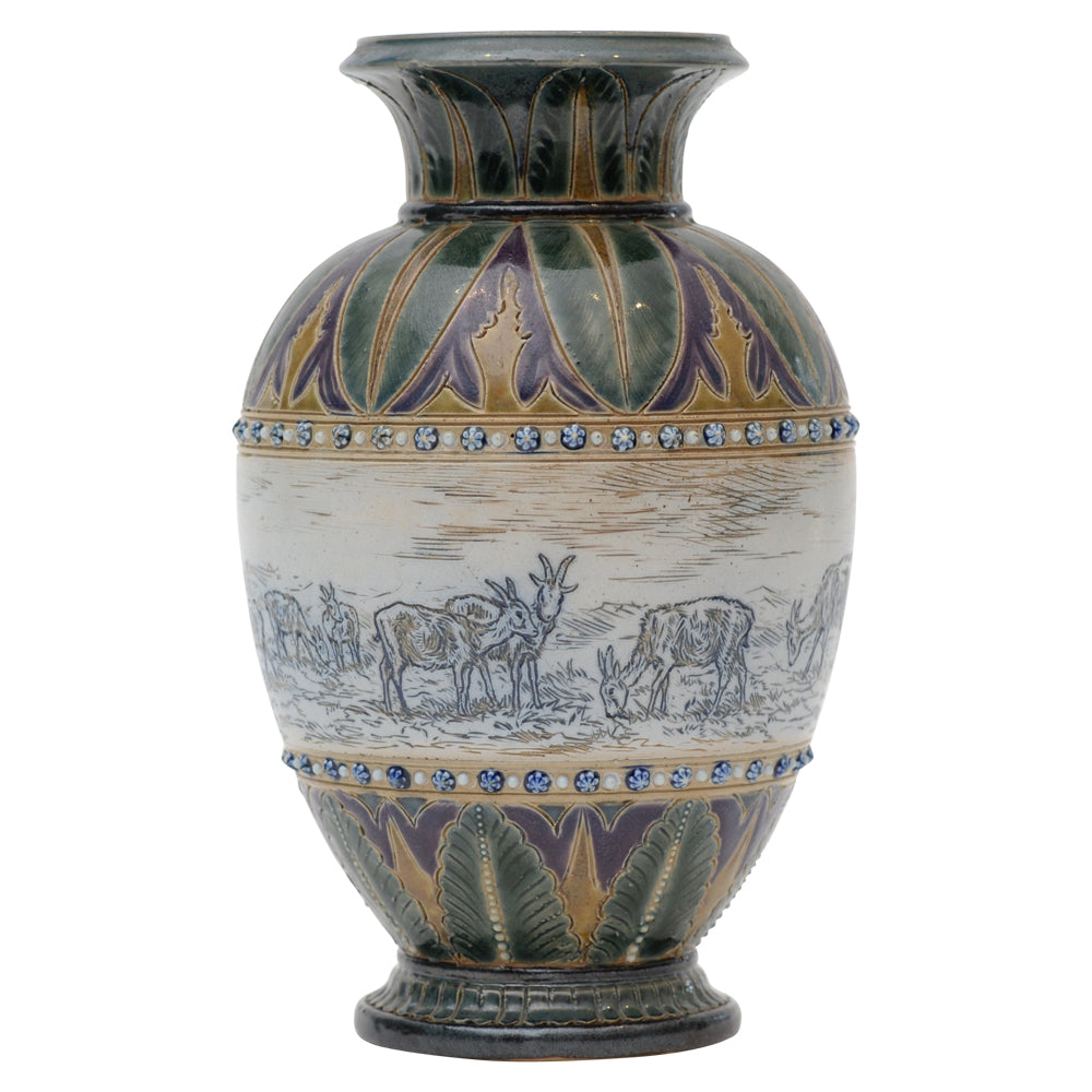 Lambeth Vase with Hourses and Goats vy Hannah Barlow