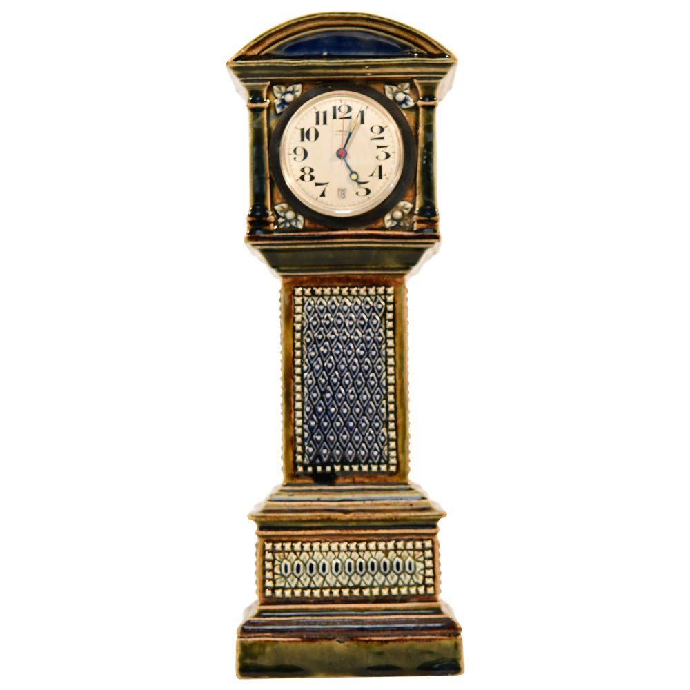 Lambeth Stoneware 12" Tall Clock Circa 1884