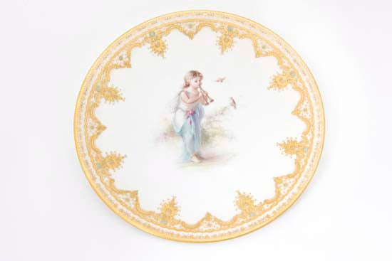 Child Playing Pipes Plate