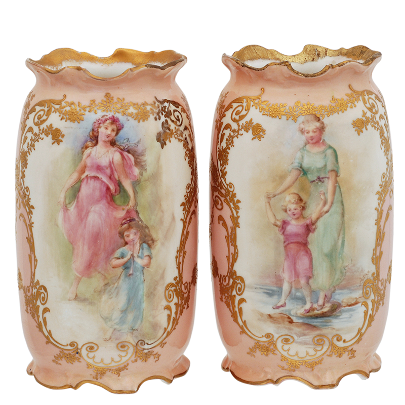 Mother and Child Vase Pair
