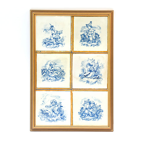 Tile Blue Children Playing Scenes 