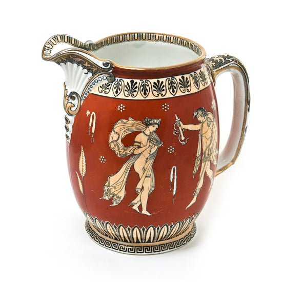 Greek Pitcher with Red Gold Rim